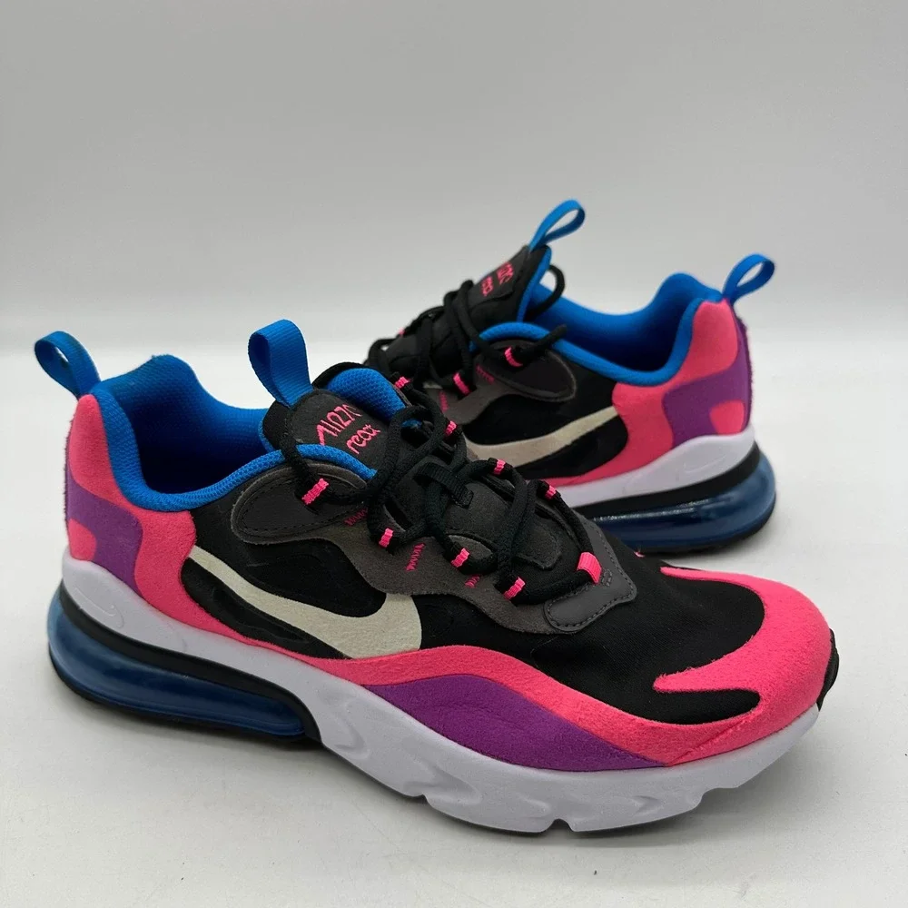 Nike Air Max 270 React BQ0101-001 Kids Size 6Y Black Pink Blue Youth Sneakers